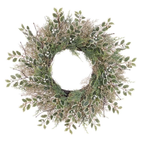 Sparkle Holly Wreath - 60cm